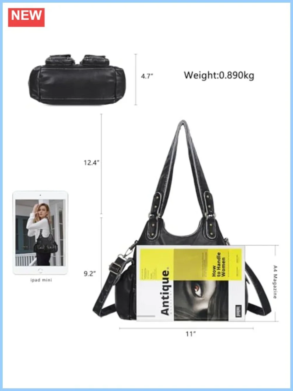 Women's Hobo Shoulder Bag Soft PU Leather Large Crossbody Purse